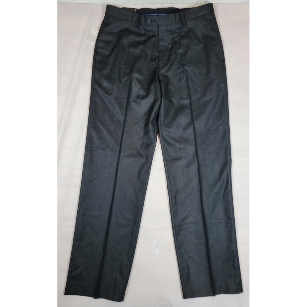 Van Heusen Studio Mens Dress Pants 36x34 Charcoal Grey Modern Fit Flat Front NWT